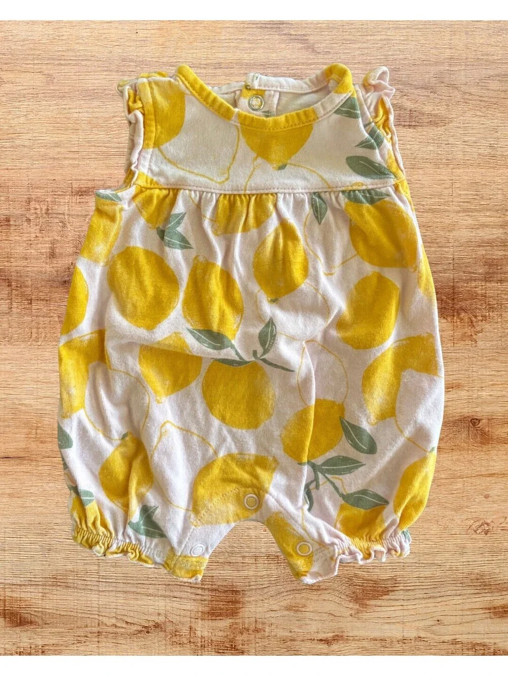 Just One You Newborn Lemon Print Bubble Romper 100% Cotton